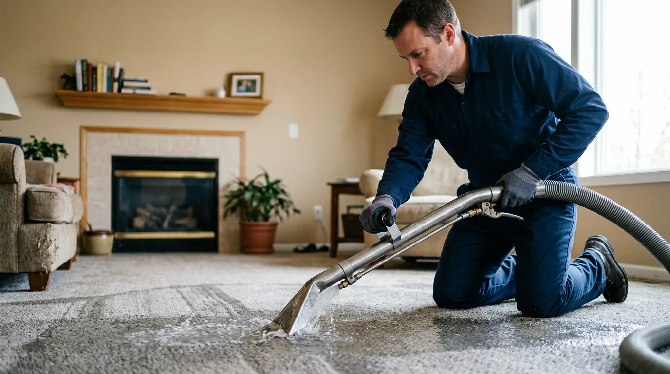 Water damage restoration technician working near Herriman, UT